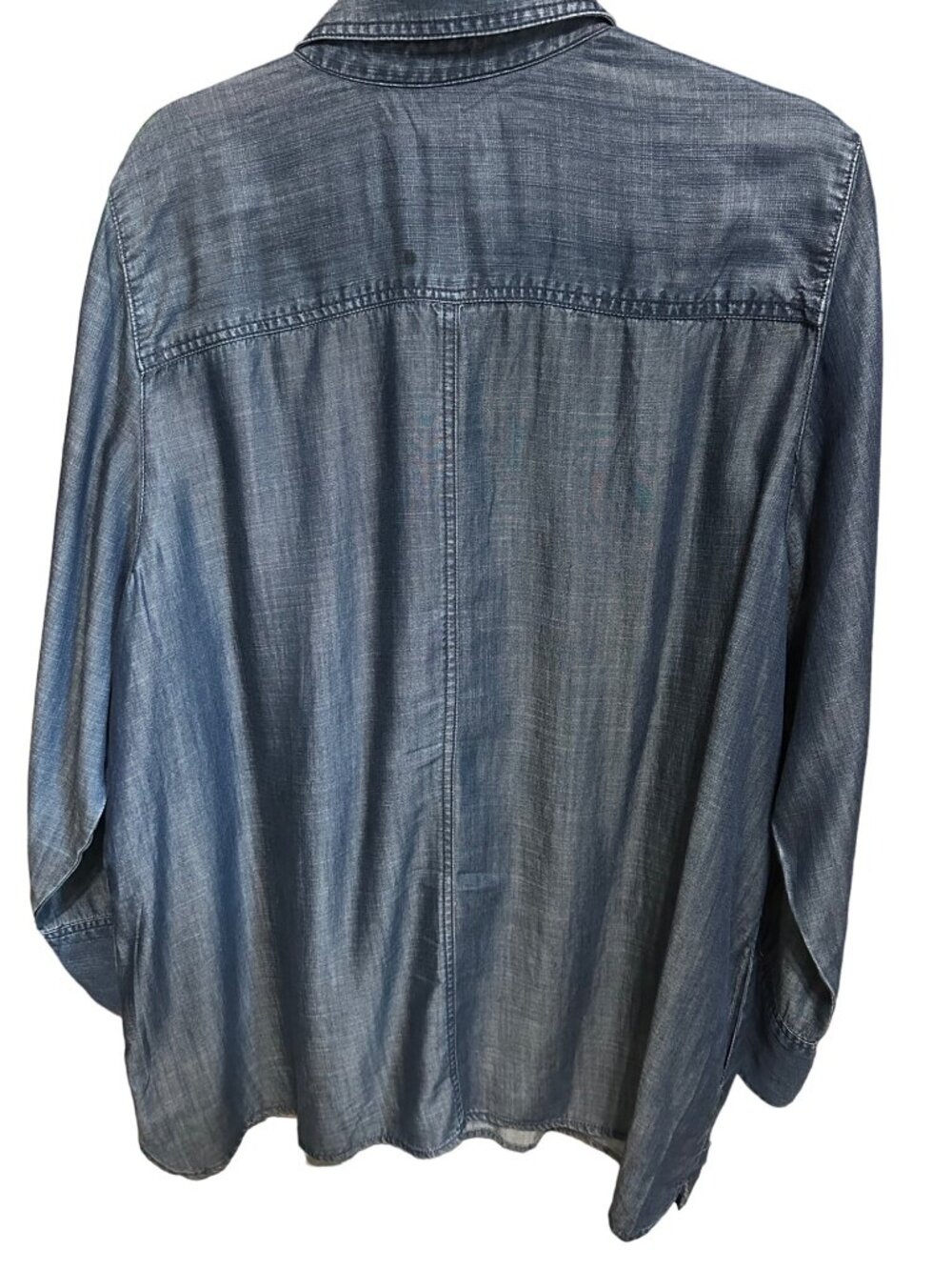 Chico’s size 3 (XL) blue button front long sleeve pockets tunic top - Picture 3 of 7